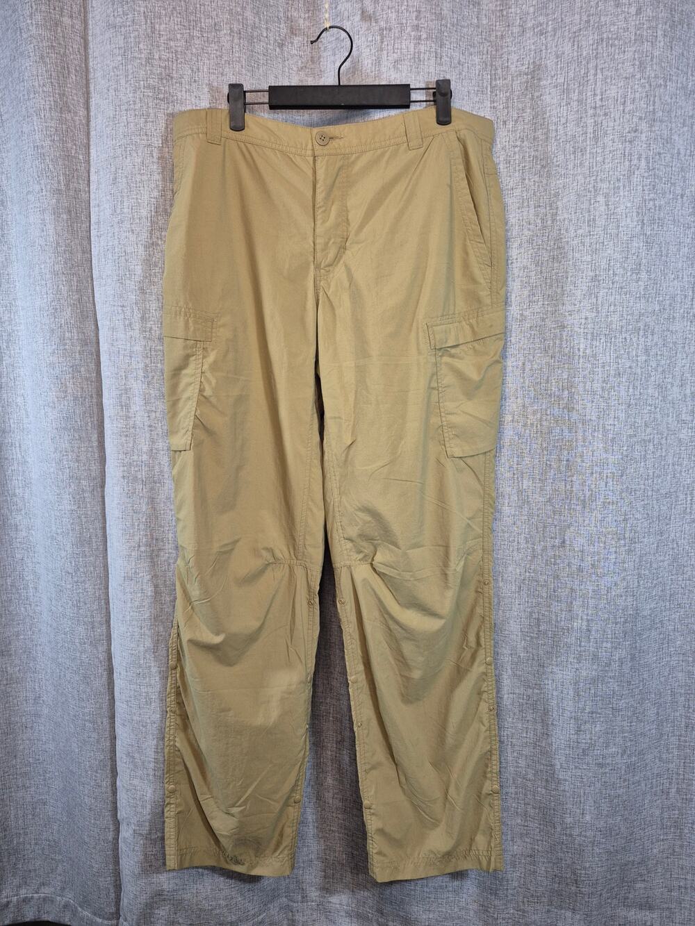 REI Co-op Men's Lightweight Cargo Hiking Pants 38x32 Khaki Zip Pocket Outdoor